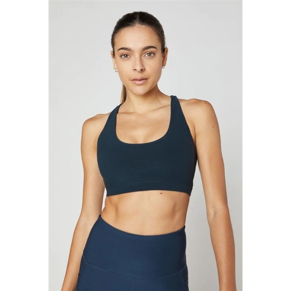 NEW MPG LG Exert Explore Recycled Racerback Med Support Sports Bra Black 109780